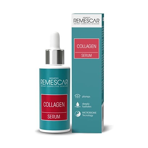 Remescar Sérum au Collagène pour le Visage 30ml - Collagène Hydrolysé - Sérum Visage à lAcide Hyaluronique - Hydratant - Tec