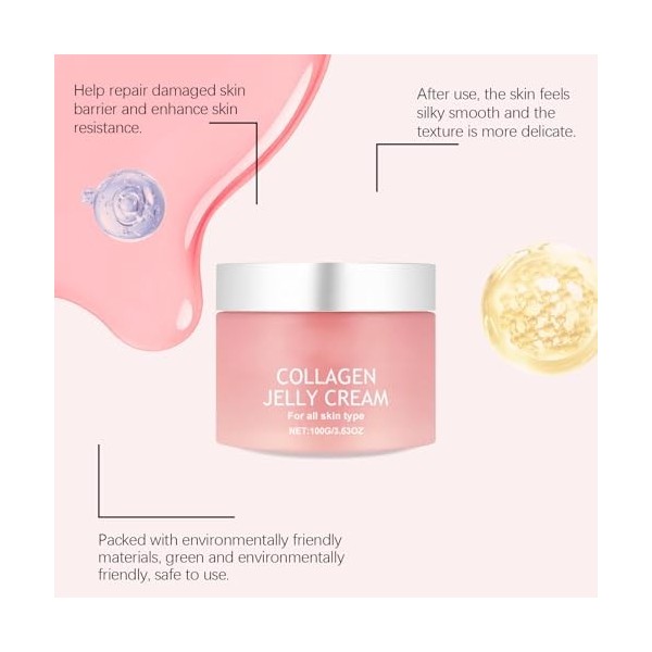 Crème De Gelée De Collagène, Collagen Jelly Cream, Stimule Lhydratation De La Barrière Cutanée Et Donne Un Aspect Éclatant E