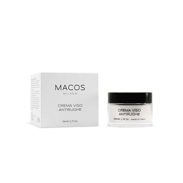 MACOS MILANO Crème Visage Anti-rides 50 ml – Hydratant à lacide hyaluronique, Bave descargot et de collagène – Effet tenseu