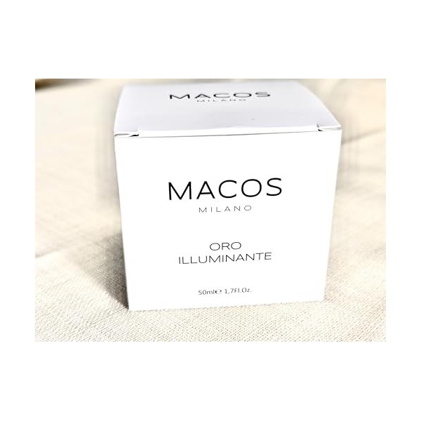 MACOS MILANO Crème Visage Or 24K Anti-vieillissement 50 ml - Éclaircissant et hydratant avec acide hyaluronique et collagène 