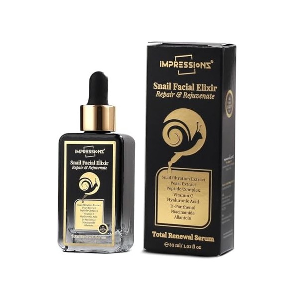 ImpressionZ Instant Visible Glow Snail Serum for Face - Collagen Enhancing Hydrating Serum with Snail Secretion Filtrate for 