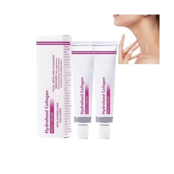 Dyceittdia 2PCS Crème pour le cou, Crème pour le cou au Collagène, Crème Raffermissante pour le Cou, Lissage et éclaircisseme