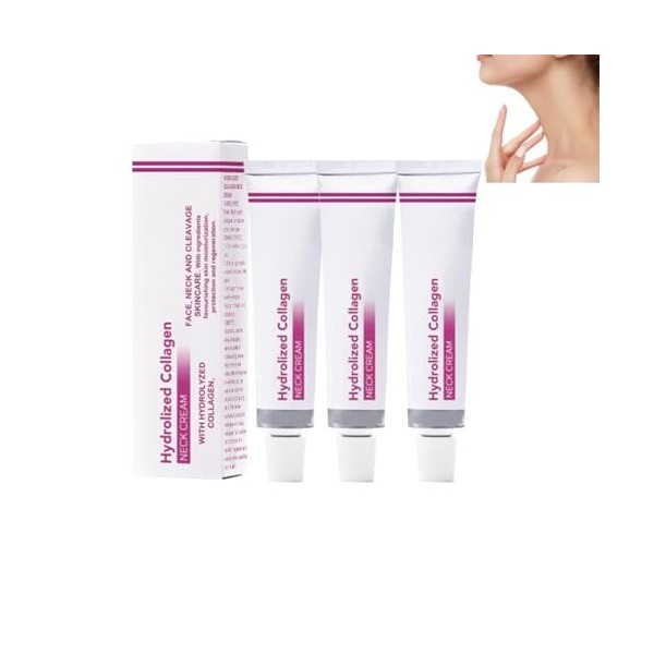 Dyceittdia 3PCS Crème pour le cou, Crème pour le cou au Collagène, Crème Raffermissante pour le Cou, Réduire les rides du cou