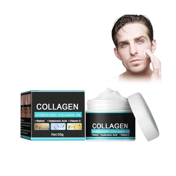 Pemarlis 50g Crème anti - âge collagène pour hommes, crème anti - âge rides pour hommes crème rides hydrolysée collagène, crè