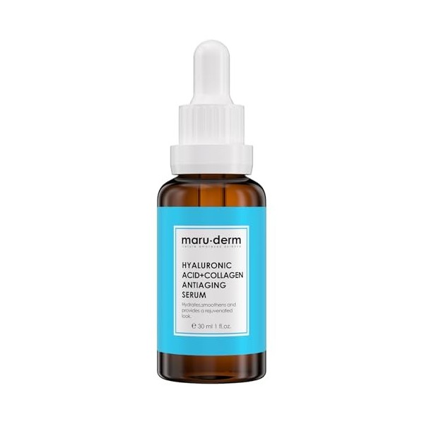 Maruderm Sérum Anti-Âge à lAcide Hyaluronique 2% + Collagène 5% - Sérum Hydratant Anti-Rides pour le Visage - Peau Lisse et 