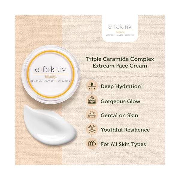 e.fek.tiv Triple Ceramide Complex MLE Barrier Extreme Cream – Intense Hydrating & Moisturizing Cream – Collagen Booster - Ski