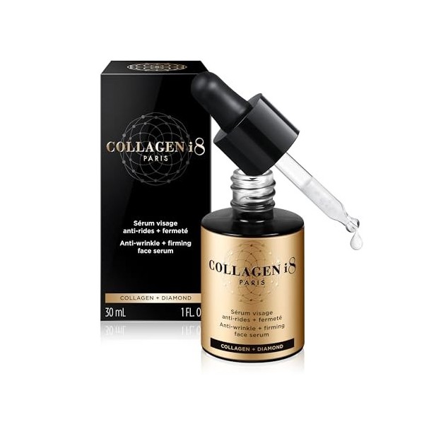 COLLAGEN i8 - Sérum visage anti-rides + fermeté - Collagène + Diamant - 30mL