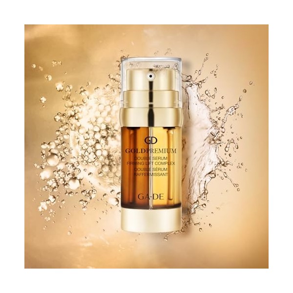 GA-DE Gold Premium Double Serum Firming Lift Complex - Hyaluronic Acid Enriched Face Serum - Promotes Skin Elasticity and Nat