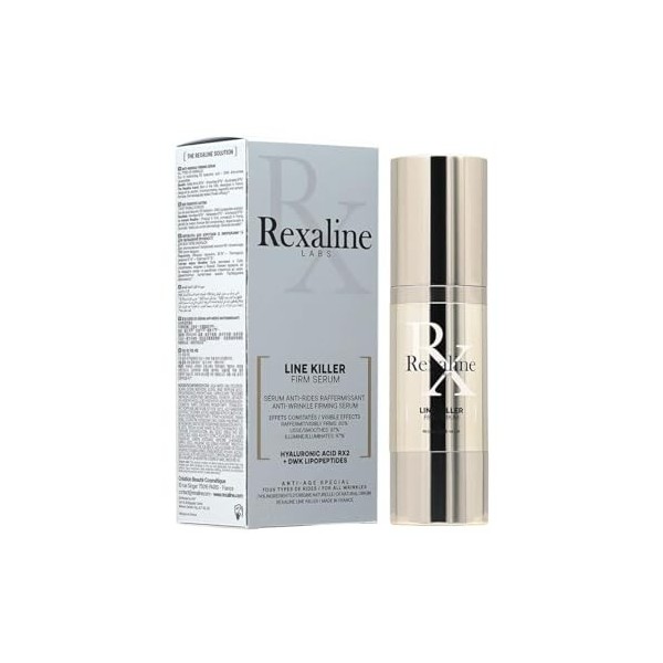 Rexaline - Sérum anti-rides Line Killer - Vegan - à lAcide hyaluronique Lipopeptides et Oliogosaccharides de pivoine Remodel