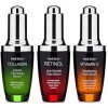 Progenix Lot de 3 sérums anti-âge professionnels pour la peau - Sérum de collagène, sérum rétinol, sérum à la vitamine C - Ai