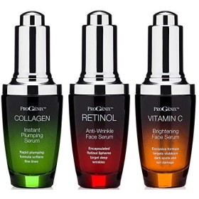 Progenix Lot de 3 sérums anti-âge professionnels pour la peau - Sérum de collagène, sérum rétinol, sérum à la vitamine C - Ai