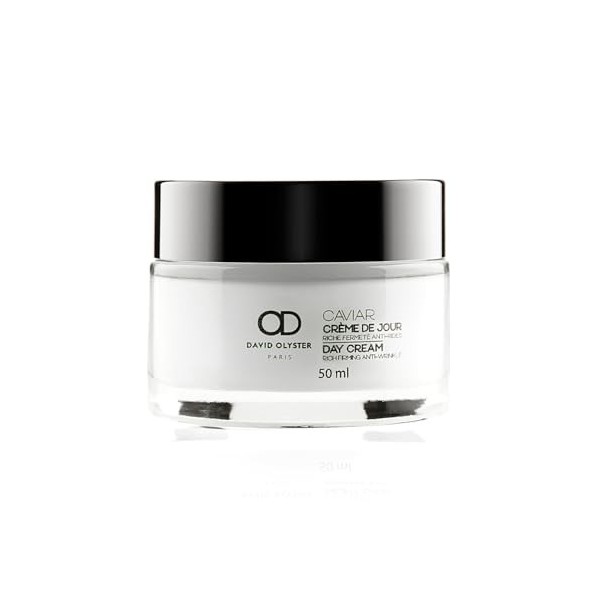 DAVID OLYSTER Crème de Jour - Extrait de caviar, collagène, acide hyaluronique, aloe vera - Matifie, hydrate - 50 ml