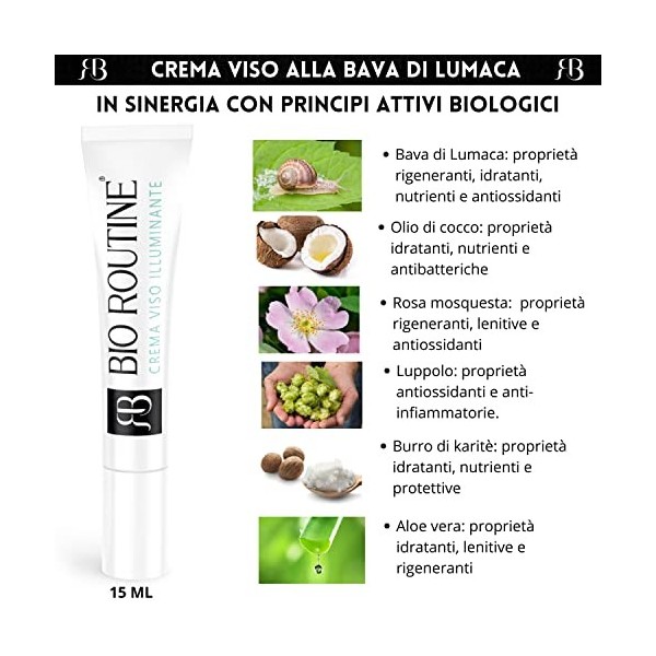 Bio Routine Format Mini de Voyage Crème Visage à la Bave dEscargot PURE 100% - Éclaircissante, Uniformisante, Nourrissante, 