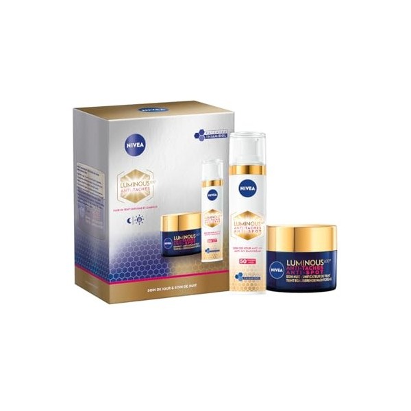 NIVEA Luminous 630 Coffret Soin de jour & Soin de nuit, Soin visage anti taches pigmentaires au Thiamidol & Acide Hyaluroniqu