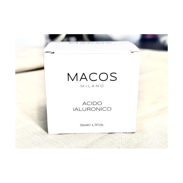 MACOS MILANO Crème Visage Acide Hyaluronique 50ML - Hydratant Anti-Âge, Traitement Jour pour Peau Sec et Sensible, Réduction 