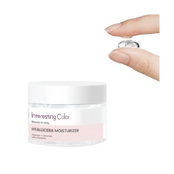 Crème Hydratante Acide Hyaluronique pour le Visage, Creme Hydratante en Gelée avec des Céramides, Soins de la Peau pour les F