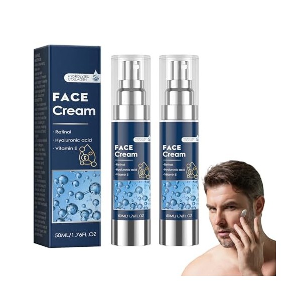 2 Pièces Crème Pour Le Visage Des Hommes, Hydratant Pour La Peau Des Hommes, Crème Anti-âge Pour Le Visage Des Hommes, Lotion