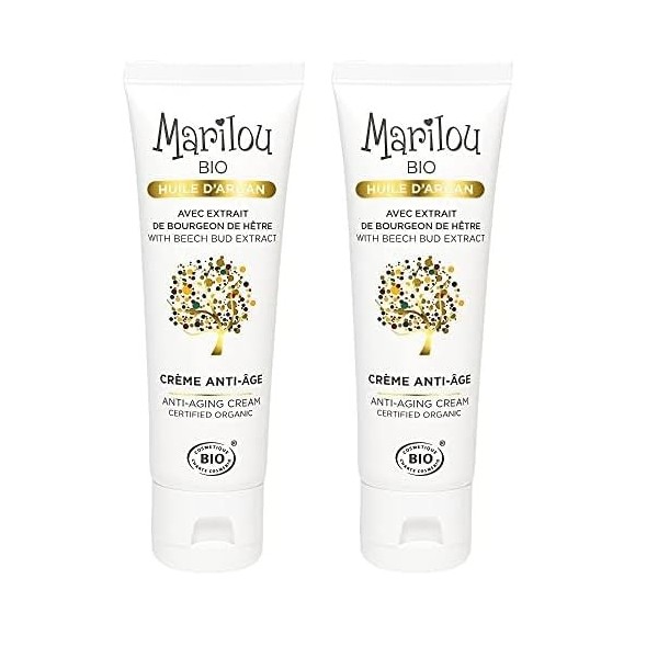 Marilou Bio - Crème Visage Anti-âge - Crème Hydratante 100% Naturel à lHuile dArgan Bio et au Beurre de Karité de la Gamme 