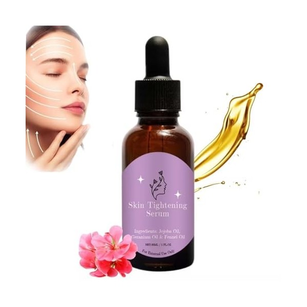 Skin Tightening Serum, Jojoba, Geranium Oil & Fennel Oil, Sérum Raffermissant Anti-Âge 30 ml, Fennel Oils for Face, Anti-Agin