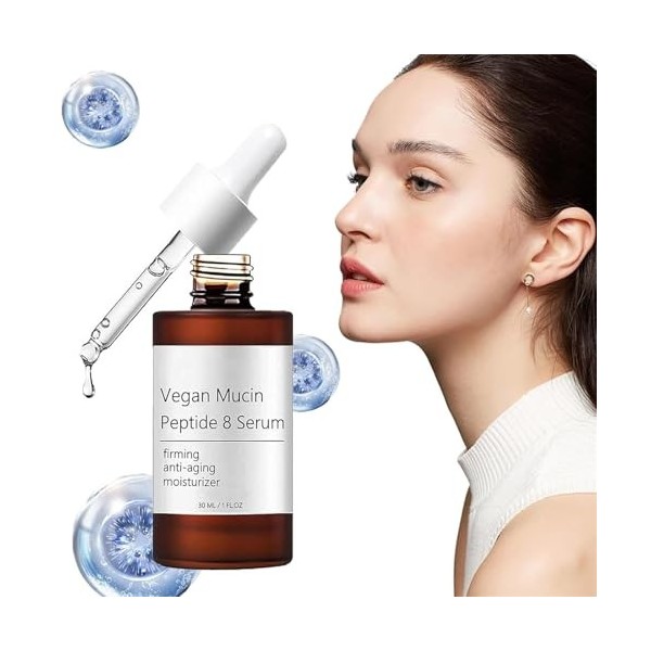 Sérum Vegan Mucin Peptide 8, Soin du visage hydratant raffermissant et anti-âge, pour tous les types de peau