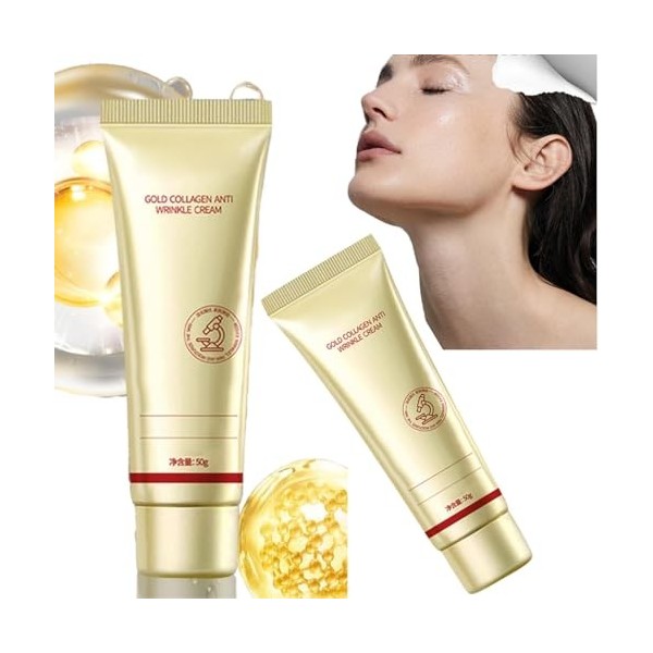 Crème Anti-Rides Au Collagène Doré, 50g Golden Collagen Anti-Wrinkle Cream, Crème au Collagène Doré, Hydratation Durable, Raf