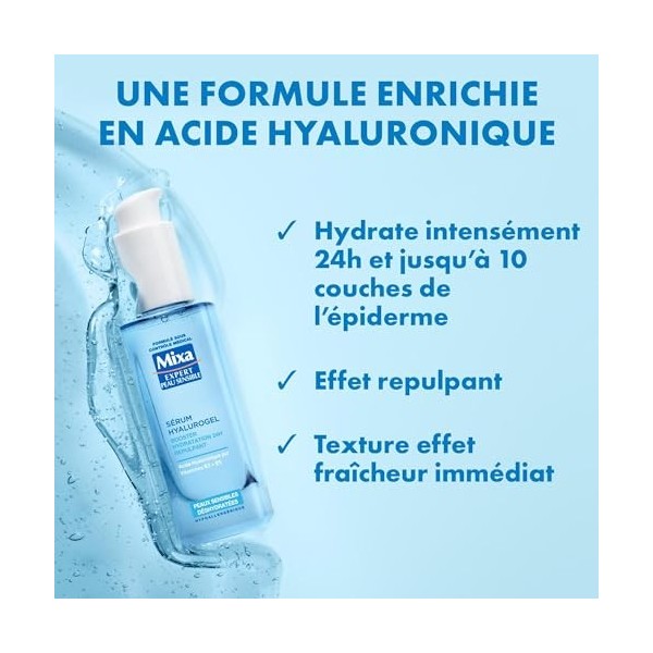 Lot de Mixa Expert Peau Sensible - Sérum Hyalurogel - Booster Hydratation 24h Repulpant + Mixa Expert Peau Sensible - Hyaluro