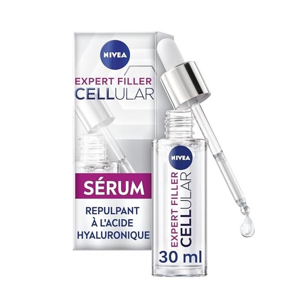 NIVEA CELLULAR Expert Filler Sérum repulpant acide hyaluronique 1 x 30 ml , Sérum visage anti rides et anti-âge, Soin hydrat