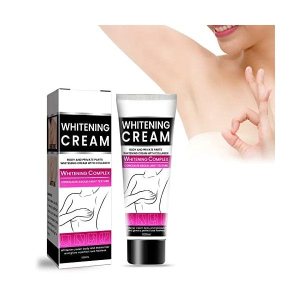 Crème Blanchissante Corps, Creme Anti Taches, Whitening Cream, Crème Éclaircissante aux Aisselles pour Éclaircir les Coudes d