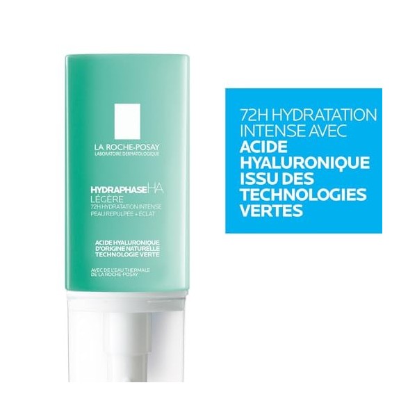 La Roche-Posay, Hydraphase HA, Crème Légère Hydratante, Repulpe & Donne de lÉclat, Enrichi en Acide Hyaluronique dOrigine N