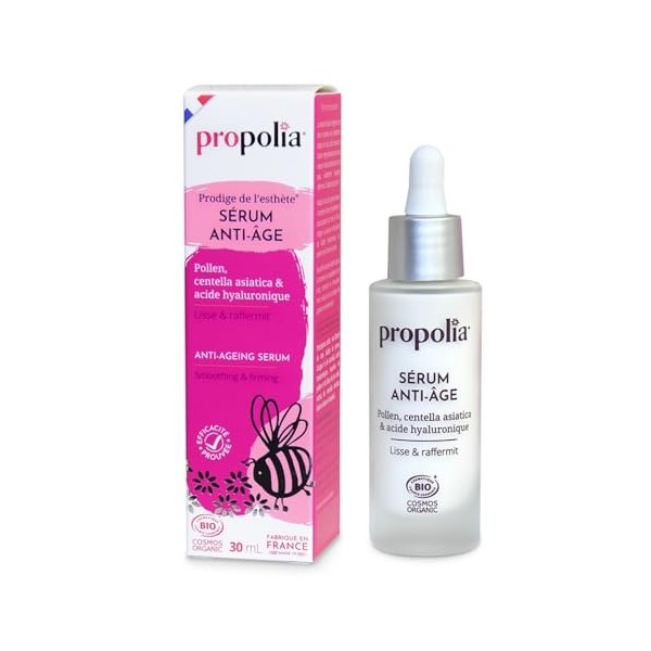 PROPOLIA - Bio - Sérum Anti-âge - Effet repulpant - Rides et ridules atténuées - Pollen, Centella Asiatica & Acide Hyaluroniq