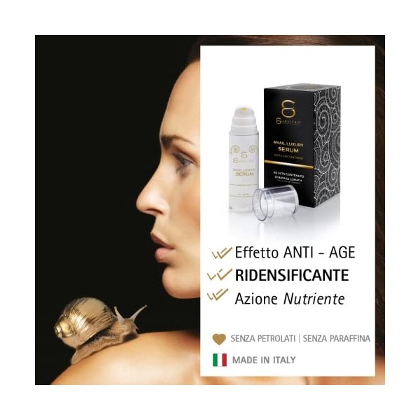 Suavitas Snail Luxury Serum – Sérum Visage et Cou Antirides à Haute Teneur en Bave d’Escargot, avec des Peptides de Diamant, 