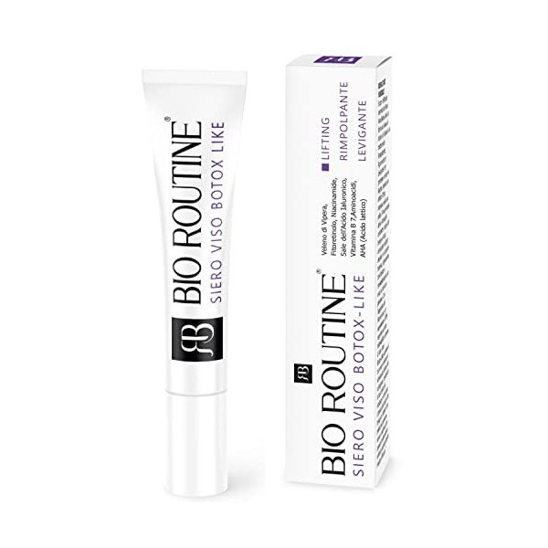 BIO ROUTINE Sérum Visage Effet Botox Anti-Rides : Repulpant, Éclat, Hydratant et Exfoliant avec Peptides de Vipère, Acide Hya