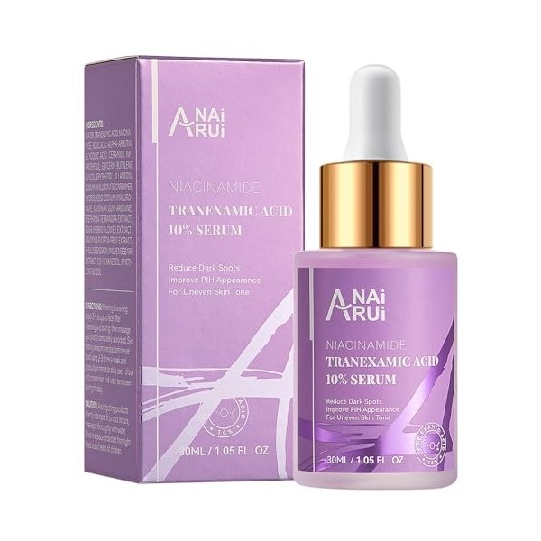 ANAiRUi 10% Tranexamic Acid Serum, Sérum Correcteur de Taches Brunes avec dacide Tranexamique & Acide Hyaluronique & Niacina