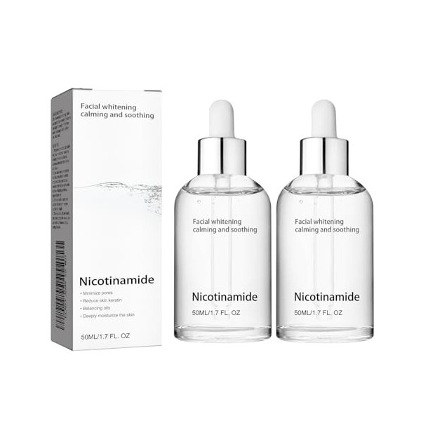 2PCS Essence pour le Visage à la Niacine, Hydratant pour le Visage à Lessence éclaircissante Naturelle, Sérum pour le Visage