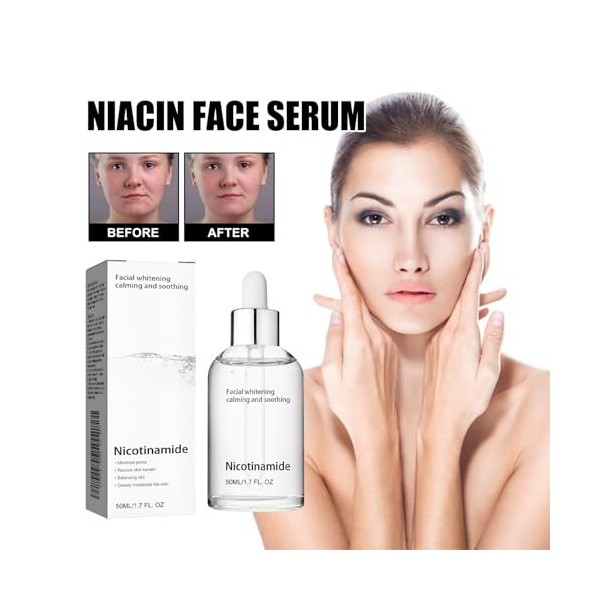 2PCS Essence pour le Visage à la Niacine, Hydratant pour le Visage à Lessence éclaircissante Naturelle, Sérum pour le Visage