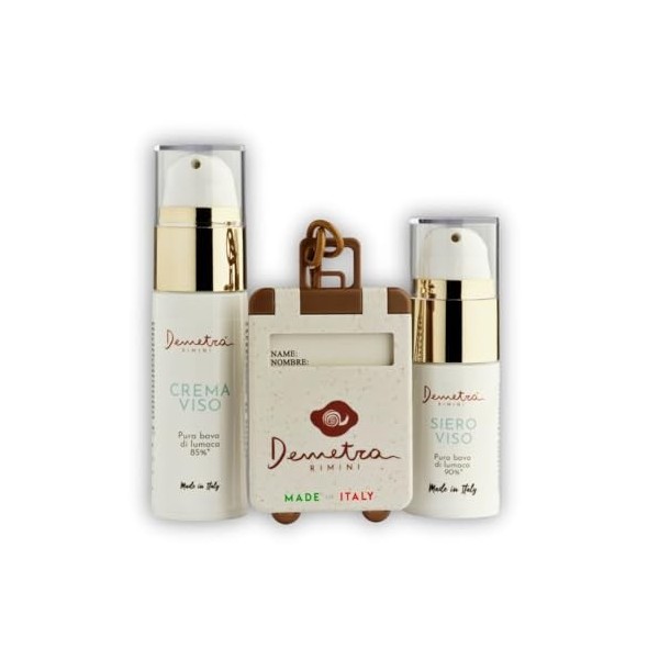 DEMETRA Kit voyage beauté - Coffret de crèmes pour femme, Crème visage bave descargot + Sérum visage anti-rides [CIRCUIT COU