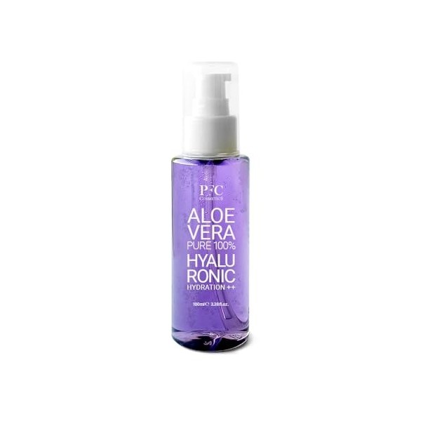 PFC Cosmetics Gel dAloe Vera 100% avec Acide Hyaluronique et Panthénol 100ml Hydrate, Rafraîchit, Apaise et Répare Unisex Ve