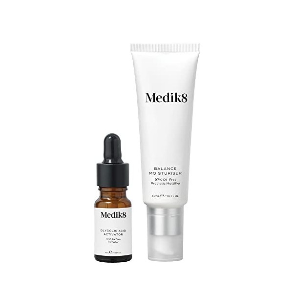 Medik8 Hydratant Équilibre et Activateur dAcide Glycolique - Matifiant Probiotique sans Huile 97% avec Perfecteur de Surface