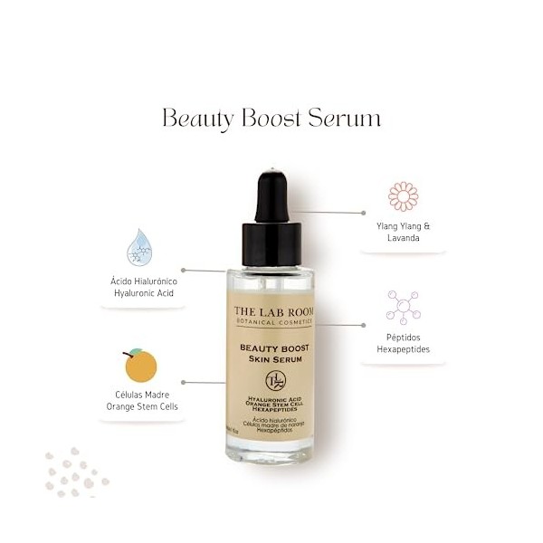 Luminesce Sérum Visage The Lab Room Beauty Boost Serum 30ml, Huile Anti-rides pour une Teint éclatant, Peau Jeune et Lumineus