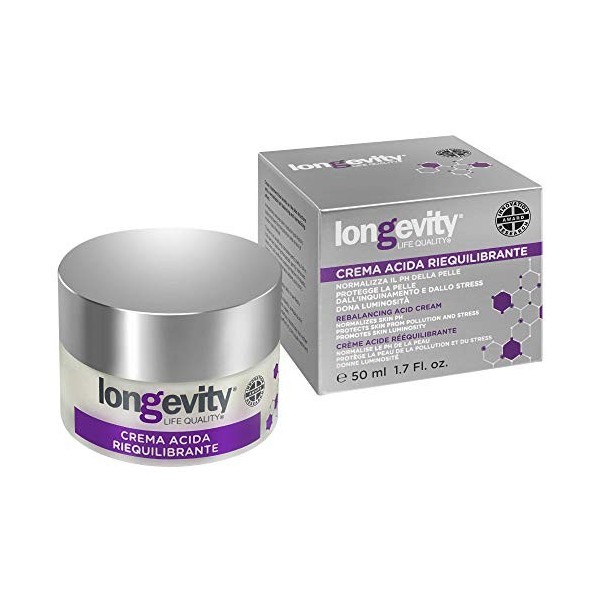 Longevity® Crème Acide Rééquilibrante - Traitements conçus pour augmenter les rythmes de croissance cellulaire - Réparent lE