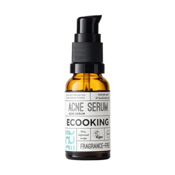 Ecooking Sérum dacné 20 ml – Traitement puissant des pores et de rupture avec acide salicylique – Réduit lacné, la peau gra