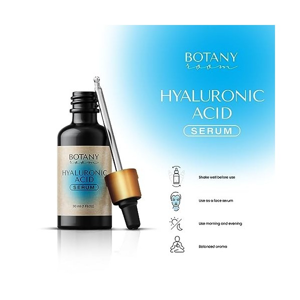 BotanyRoom Sérum à lacide hyaluronique : concentré anti-âge puissant à larôme de lavande pour un renouvellement et une hydr