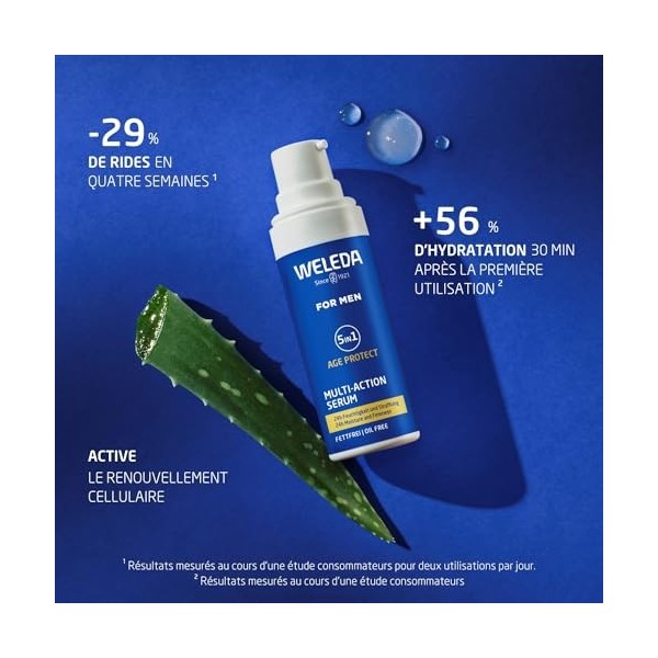 WELEDA - Sérum Multiaction 5en1 Homme - Hydratation 24h - Réduit les rides et les signes de lâge - Active le renouvellement 