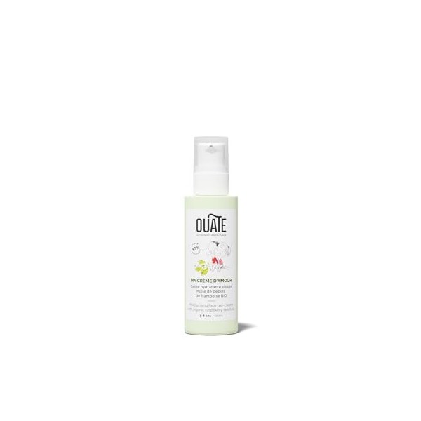 OUATE - Ma Crème DAmour - Gelée Visage Hydratante et Protectrice de 7-8 Ans - à lhuile de pépins de framboise BIO - 97% dI