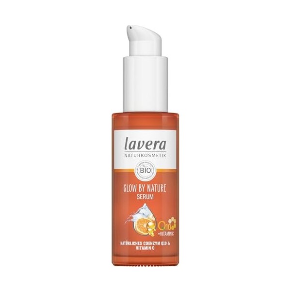 lavera GLOW BY NATURE Sérum - cosmétiques naturels - végan - Q10 & Vitamine C - hydratant - Anti-rides - revitalisant - peau 