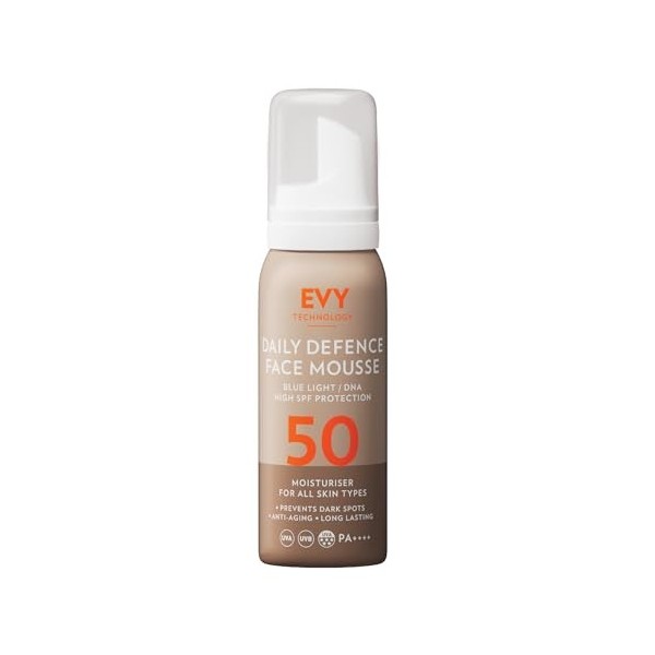 EVY Crème de Jour en Mousse avec Protection UV SPF 50 - dernière technologie anti-âge, hydratante, sans parfum, vegan