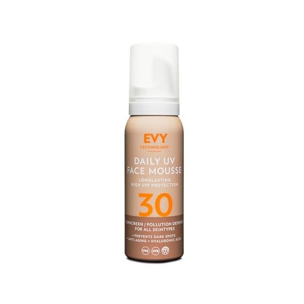 EVY Crème de Jour en Mousse avec Protection UV SPF 50 - dernière technologie anti-âge, hydratante, sans parfum, vegan