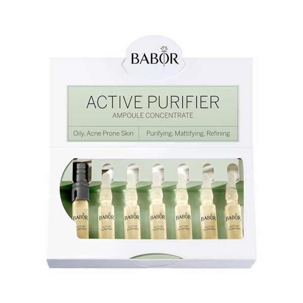 Babor Purifiant Actif Ampoules de Sérum pour Le Visage, avec de L’Huile D’Arbre À Thé pour Réduire Les Irrégularités, Formule