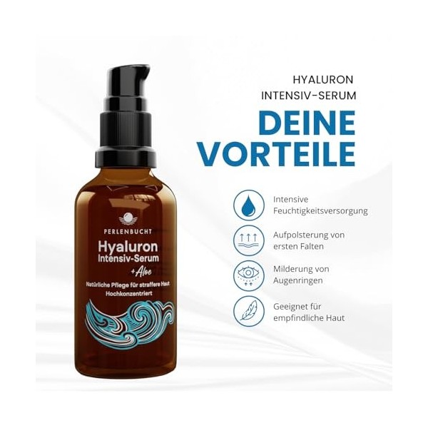 PERLENBUCHT Sérum Intensif à lAcide Hyaluronique à lAloe, soin anti-âge hautement dosé & vegan, soin visage hydratant contr