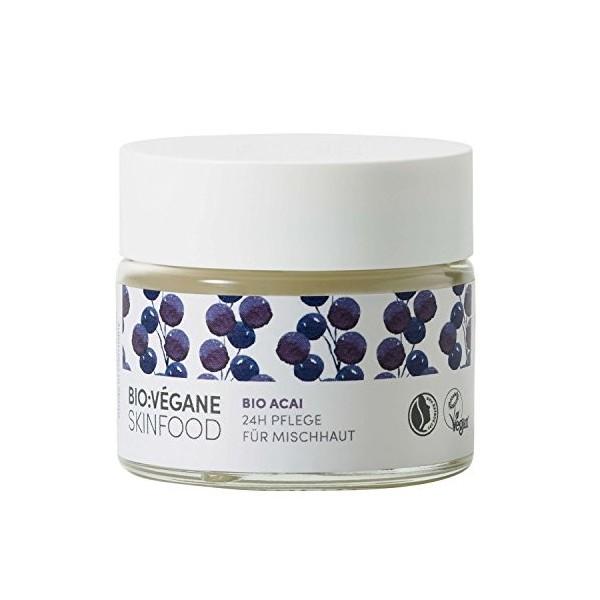 Bio?: Végane Skinfood Bio Acai Soin 24 h pour peaux mixtes, végétalien, certification natrue, affine le grain, spécial entret